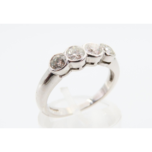 141 - Four Stone Diamond Ring Mounted on 18 Carat White Gold Band Size L Total Diamond Weight Approximatel... 