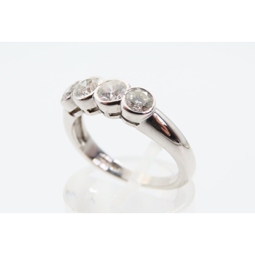 141 - Four Stone Diamond Ring Mounted on 18 Carat White Gold Band Size L Total Diamond Weight Approximatel... 