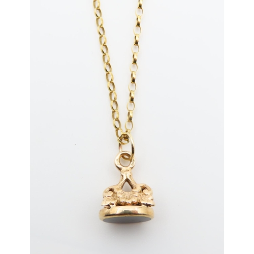 9 Carat Yellow Gold Mounted Onyx Pendant Attractively Detailed Further Set on 9 Carat Yellow Gold Chain 50cm Long