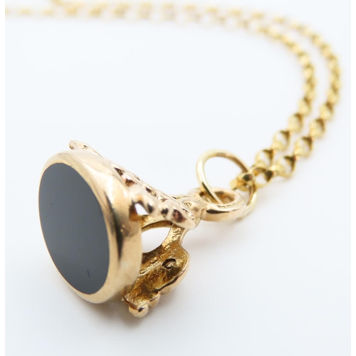 142 - 9 Carat Yellow Gold Mounted Onyx Pendant Attractively Detailed Further Set on 9 Carat Yellow Gold Ch... 