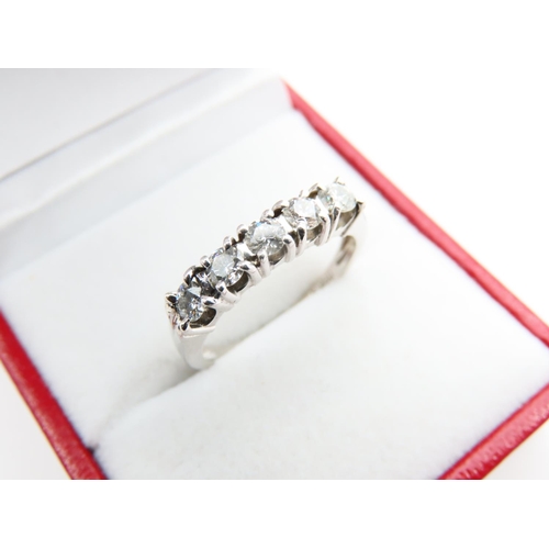 143 - Five Stone Diamond Ring Mounted on Platinum Band Ring Size N