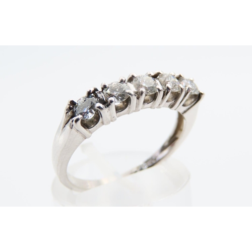 143 - Five Stone Diamond Ring Mounted on Platinum Band Ring Size N