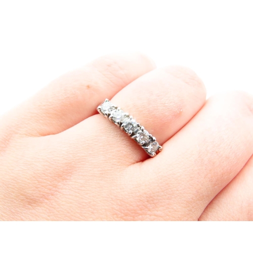 143 - Five Stone Diamond Ring Mounted on Platinum Band Ring Size N