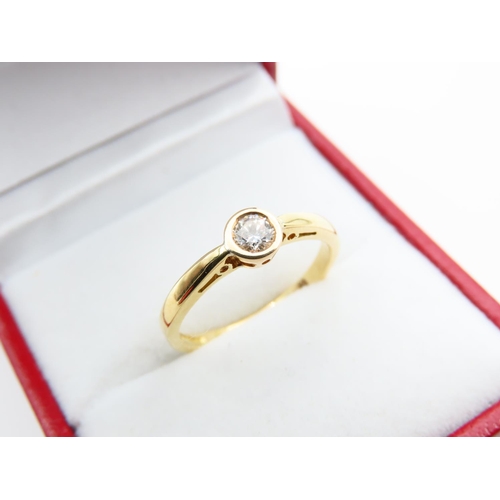 152 - Diamond solitaire Ring Mounted on 18 Carat Yellow Gold Band Rub Over Setting Ring Size L