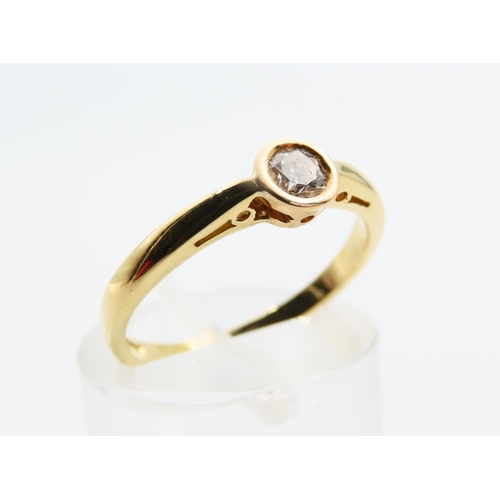 152 - Diamond solitaire Ring Mounted on 18 Carat Yellow Gold Band Rub Over Setting Ring Size L