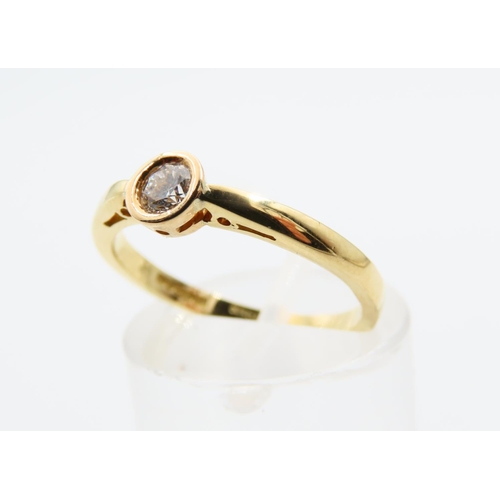 152 - Diamond solitaire Ring Mounted on 18 Carat Yellow Gold Band Rub Over Setting Ring Size L