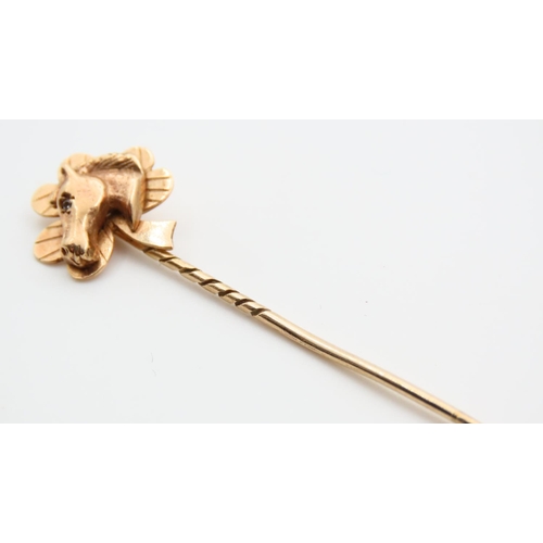 154 - Equine Motif Stick Pin 9 Carat Yellow Gold 5.5cm High