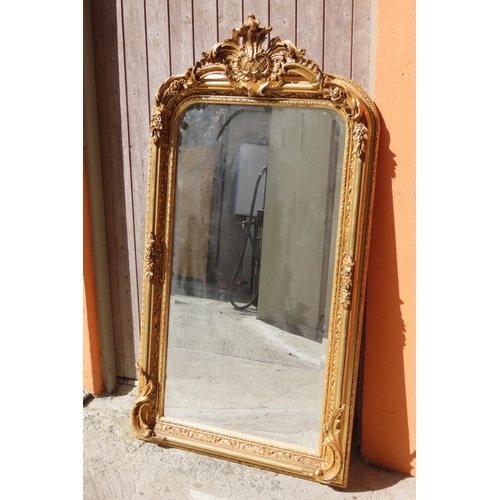 Gilded Rectangular Form Mirror Upper Cartouche Decoration Approximately 5ft 3 Inches High x 2ft 10 Inches Wide