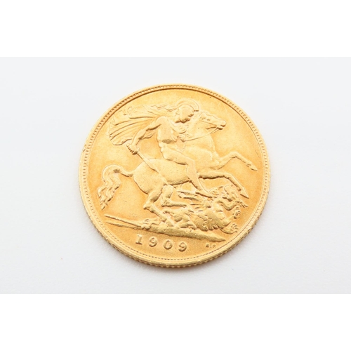 161 - Gold Half Sovereign Dated 1909