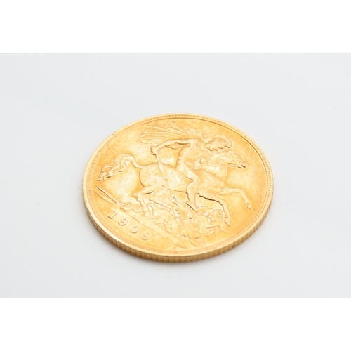 161 - Gold Half Sovereign Dated 1909