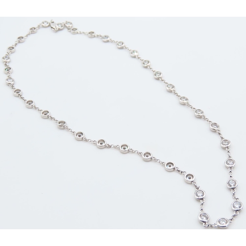 180 - 14 Carat White Gold Ladies Necklace 44cm Long Gem Set