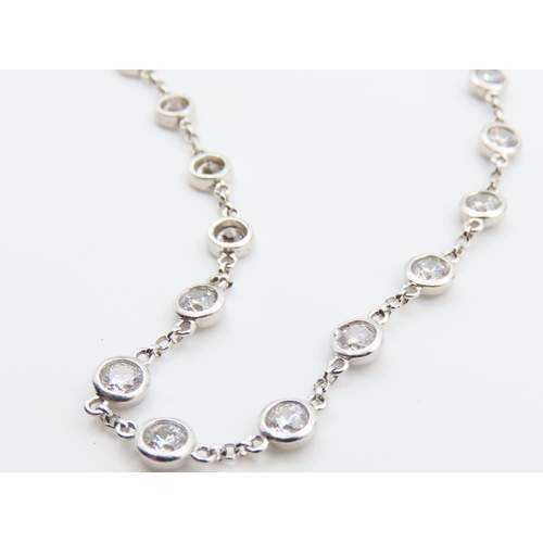 180 - 14 Carat White Gold Ladies Necklace 44cm Long Gem Set