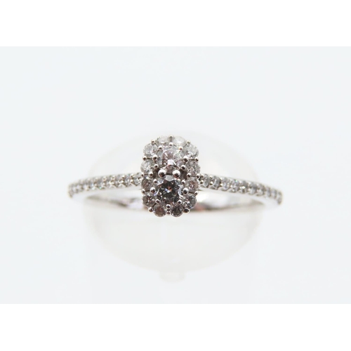 181 - Diamond Twin Stone Ring Halo Set with Further Diamond Decoration to Edging and Shoulders Mounted on ... 