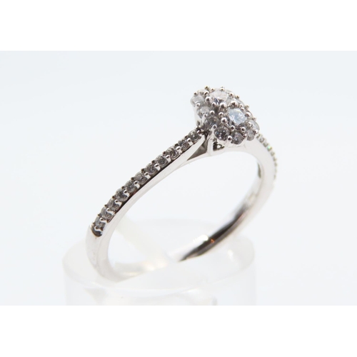 181 - Diamond Twin Stone Ring Halo Set with Further Diamond Decoration to Edging and Shoulders Mounted on ... 