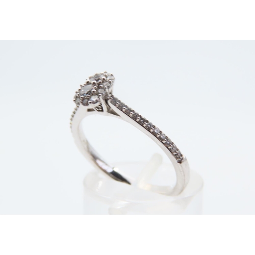 181 - Diamond Twin Stone Ring Halo Set with Further Diamond Decoration to Edging and Shoulders Mounted on ... 