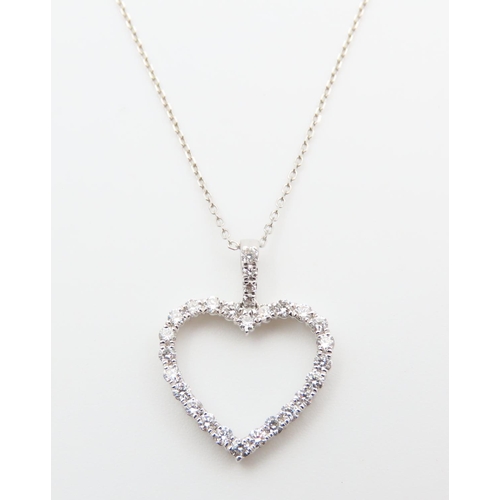 183 - Diamond Set Heart Motif Pendant Mounted in 18 Carat White Gold Further Set on 18 Carat White Gold Ch... 