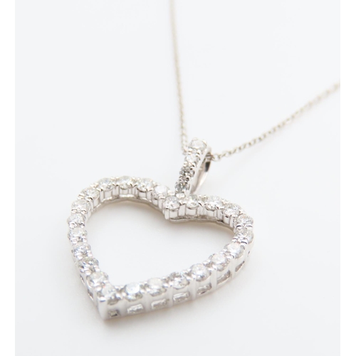 183 - Diamond Set Heart Motif Pendant Mounted in 18 Carat White Gold Further Set on 18 Carat White Gold Ch... 