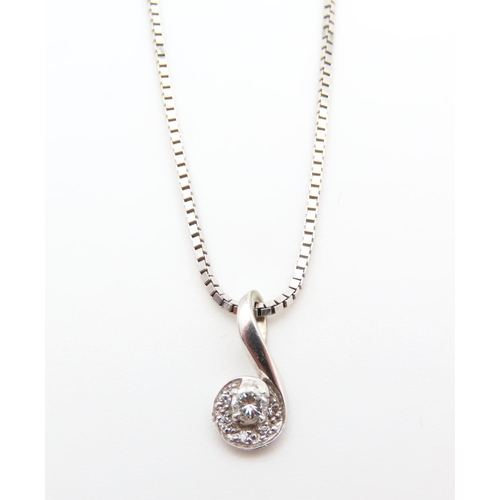 187 - Diamond solitaire Pendant Necklace Set in 9 Carat White Gold Further Set in White Gold Chain