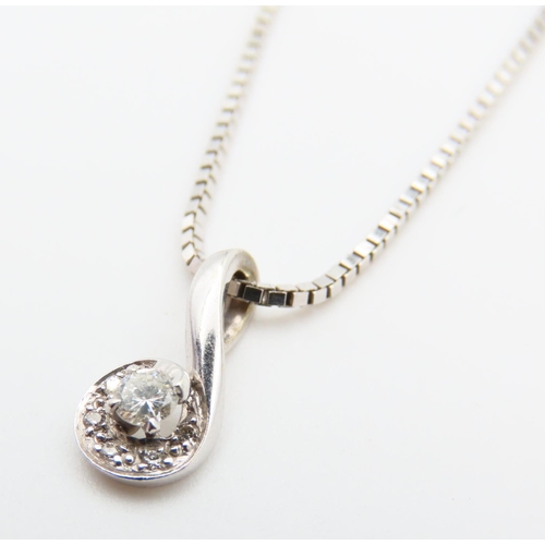 187 - Diamond solitaire Pendant Necklace Set in 9 Carat White Gold Further Set in White Gold Chain