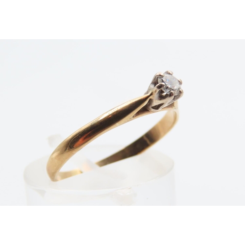 19 - Diamond Solitaire Ring Mounted on 9 Carat Yellow Gold Band Ring Size N