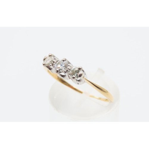 2 - Three Stone Diamond Ring Mounted on 18 Carat Yellow Gold Band Ring Size Q