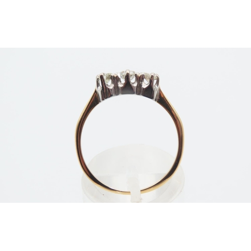 2 - Three Stone Diamond Ring Mounted on 18 Carat Yellow Gold Band Ring Size Q
