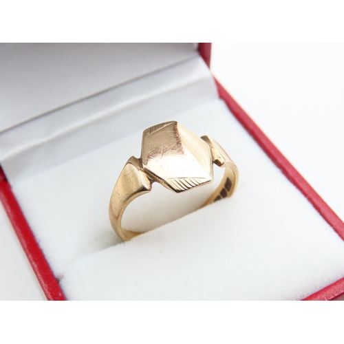 24 - 9 Carat Rose Gold Panel Ring with Incised Detailing to Edging Ring Size Q