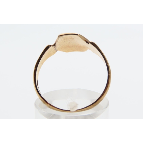 24 - 9 Carat Rose Gold Panel Ring with Incised Detailing to Edging Ring Size Q