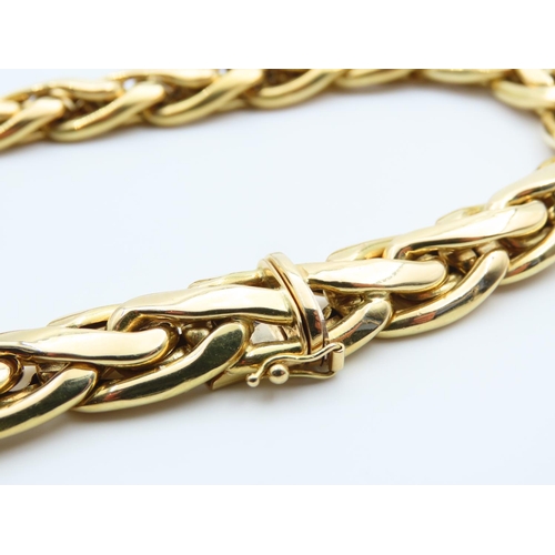 26 - 18 Carat Yellow Gold Necklace Interlinking Form Attractively Detailed 46cm Long 72.4 Gram Weight