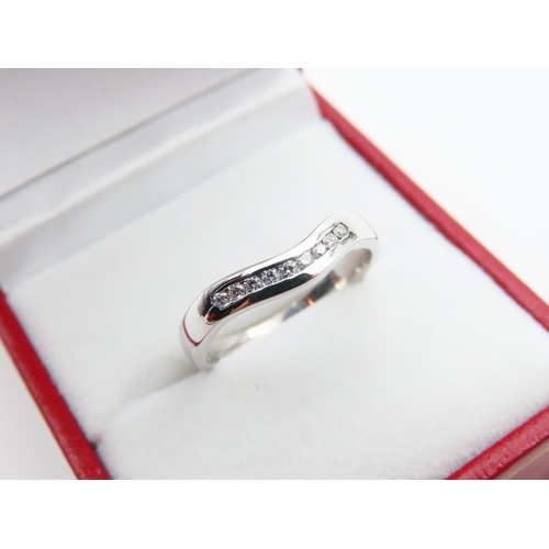 32 - Diamond Channel Set 18 Carat White Gold Ladies Ring Wishbone Detailing Ring Size N