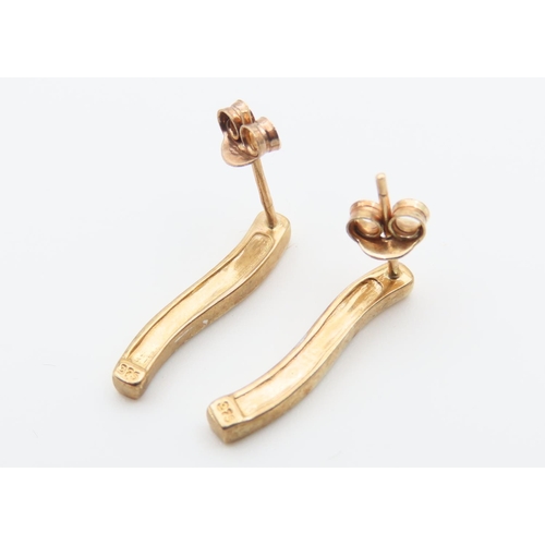 41 - Pair of 9 Carat Yellow Gold Diamond Set Ladies Earrings Each 2cm High