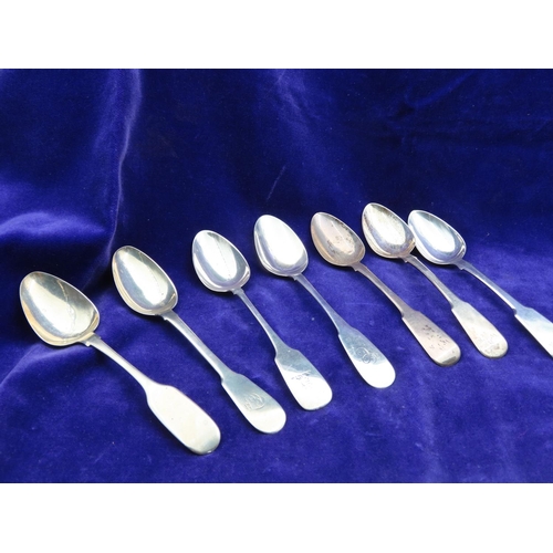 Set of Seven Silver Teaspoons Fiddle Pattern Each 13cm Long
