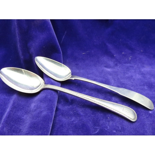 Two Silver Dessert Spoons Each Hallmarked Ireland and England Largest 19cm Long