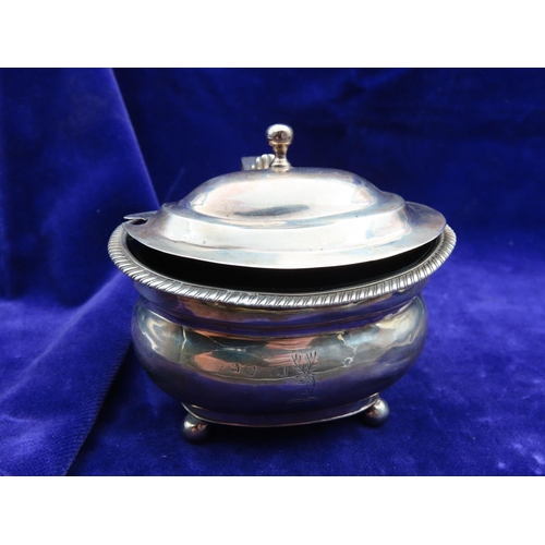 Large Silver Table Cruet Hinged Cover Reeded Decoration to Top 9cm Wide 6cm Deep 9cm High