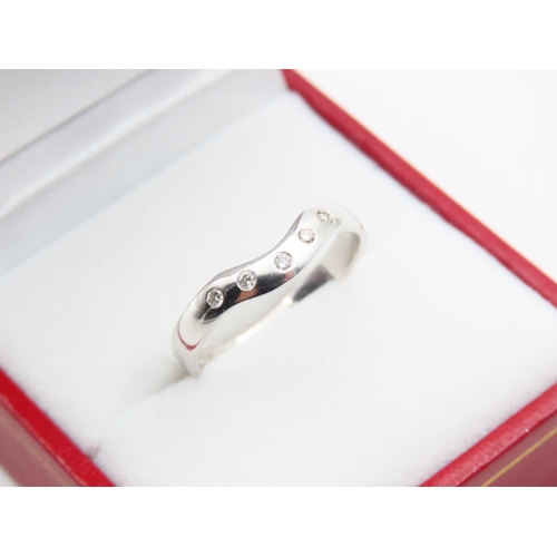 6 - 18 Carat White Gold Wishbone Five Stone Diamond Ring Size O 3 Gram Weight