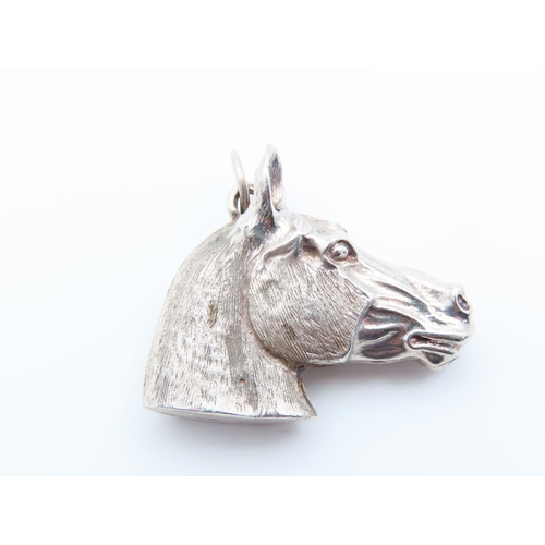 62 - Silver Equine Motif Pendant Attractively Detailed 2cm High x 4cm Wide