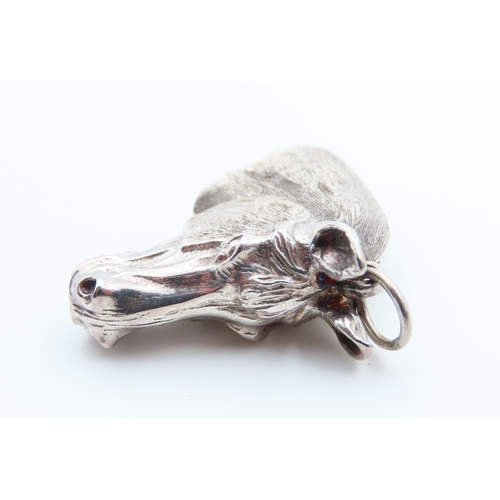 62 - Silver Equine Motif Pendant Attractively Detailed 2cm High x 4cm Wide