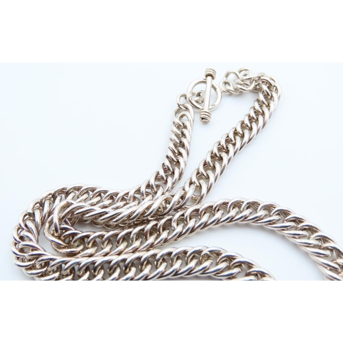 63 - Silver T-Bar Clasp Ladies Necklace 43cm Long 58 Gram Weight