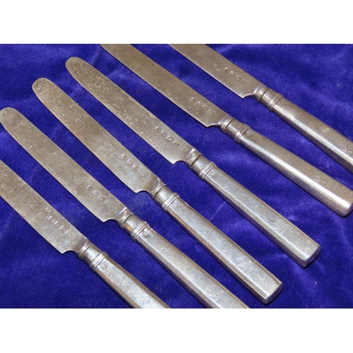 Set of Six Irish Silver Dinner Knives Hallmarked Dublin 1805