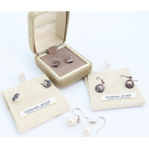 66 - Four Pairs of Silver Mounted Ladies Earrings