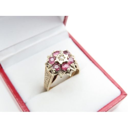 7 - Pink Tourmaline and Diamond Ladies Cluster Ring Mounted on 9 Carat Yellow Gold Basket Set Further In... 