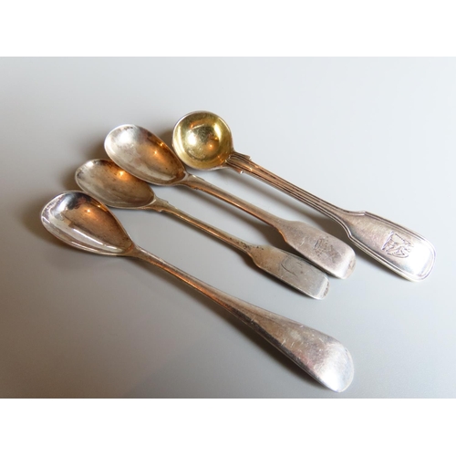 713 - Four Silver Spoons One Mustard Spoon Example