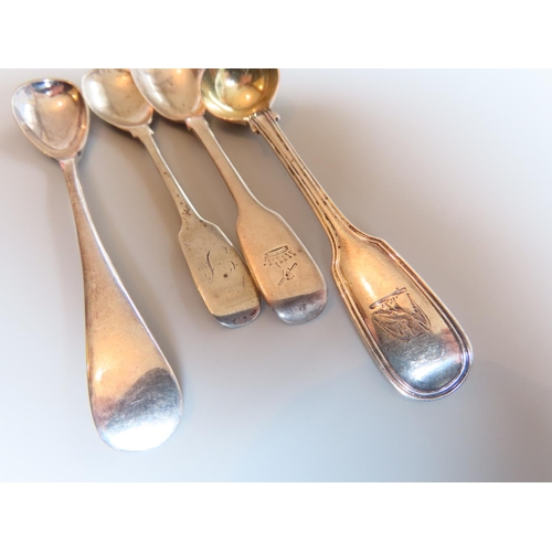 713 - Four Silver Spoons One Mustard Spoon Example