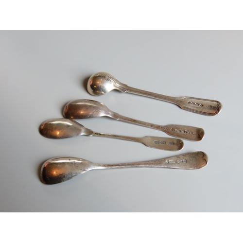 713 - Four Silver Spoons One Mustard Spoon Example