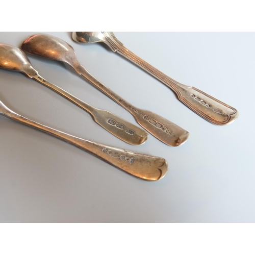 713 - Four Silver Spoons One Mustard Spoon Example