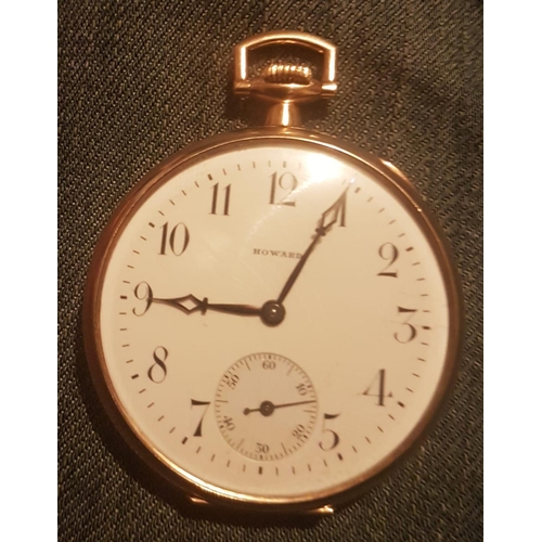 718 - Gold Plated Half Hunter Pocket Watch 10 Carat Gold with Fob Chain Watch Case 26 Gram Weight