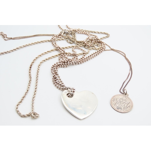 727 - Two Silver Pendant Necklaces One Loveheart Motif Example Both with Silver Chains