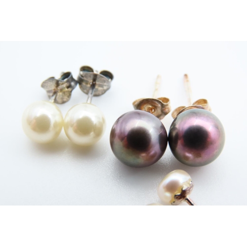 732 - Three Pairs of Pearl Set Ladies Earrings