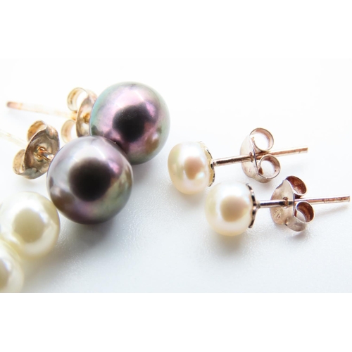 732 - Three Pairs of Pearl Set Ladies Earrings