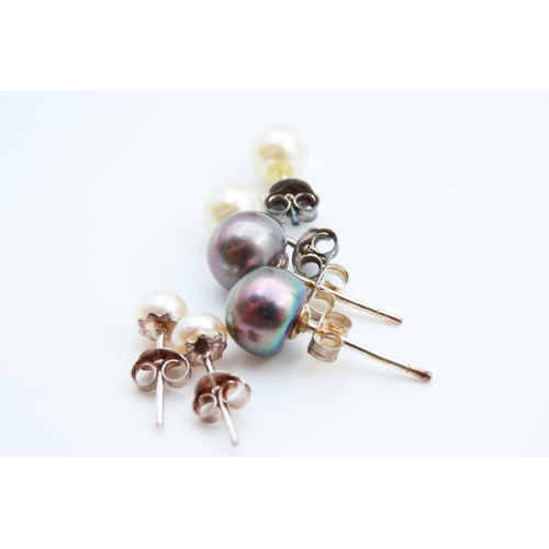 732 - Three Pairs of Pearl Set Ladies Earrings